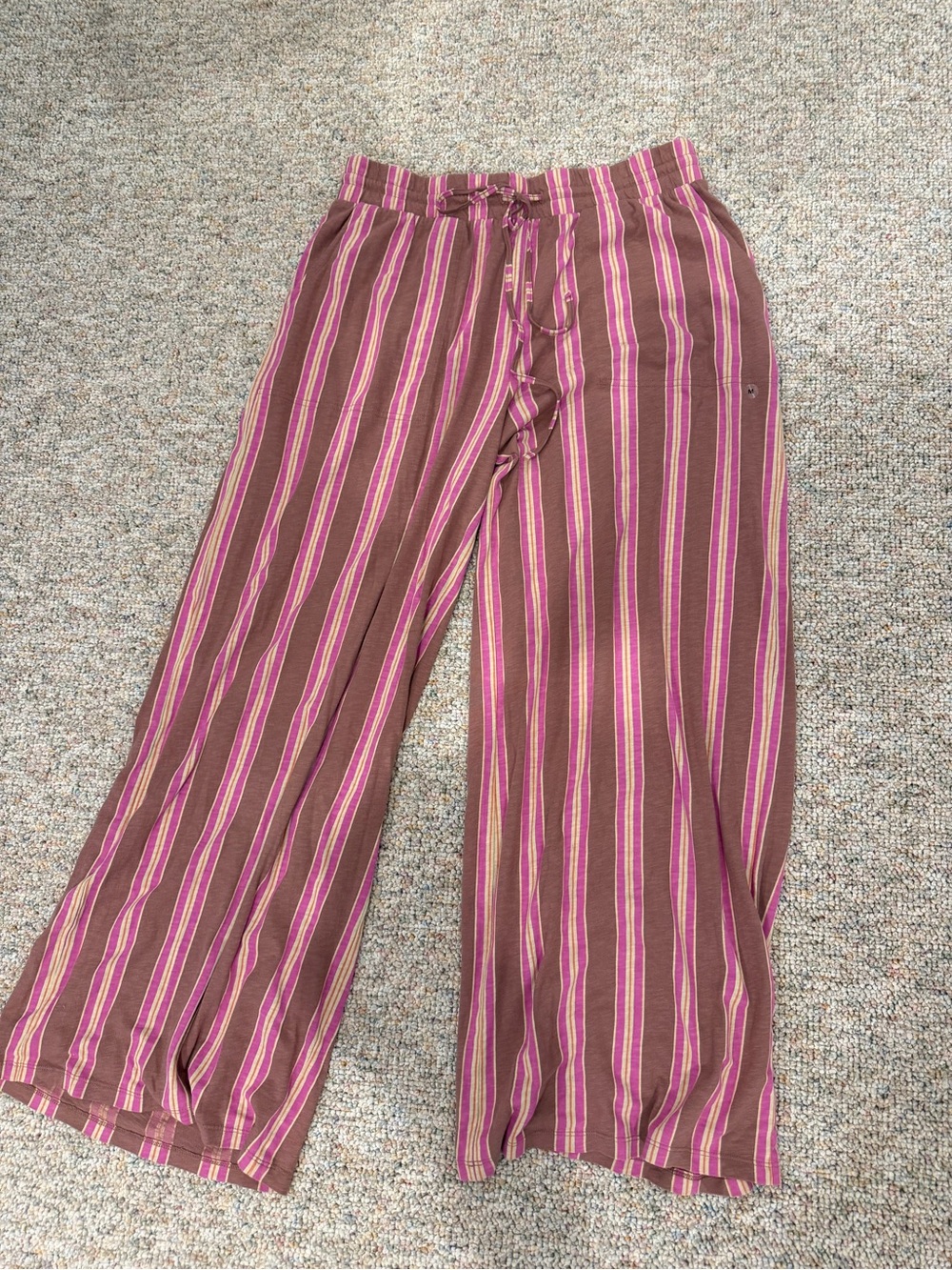 American Eagle Outfitters Brown Pants with Pink and Cream Stripes